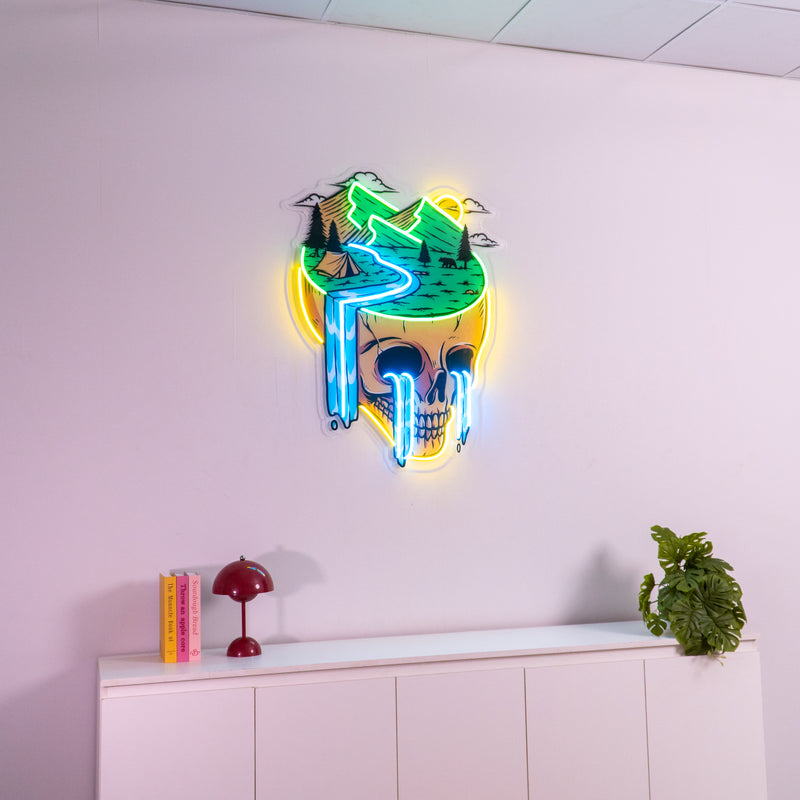 Mountain View Skull LED Neon Sign Light Pop Art