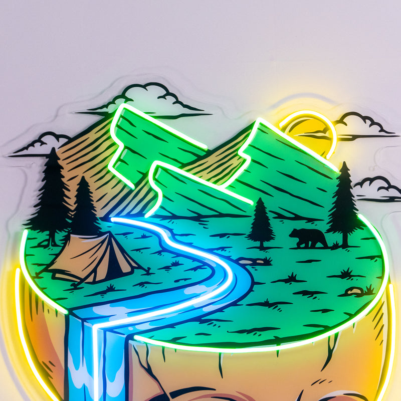 Mountain View Skull LED Neon Sign Light Pop Art