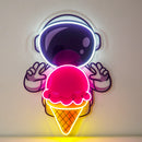Astronaut Cream Space Led Neon Acrylic Artwork