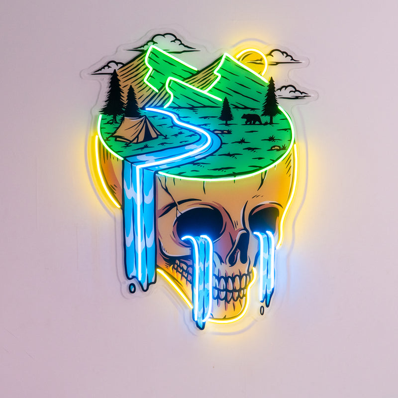 Mountain View Skull LED Neon Sign Light Pop Art