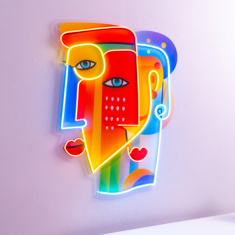 Two Colorful Women Portrait Abstract Art LED Neon Sign Light Pop Art