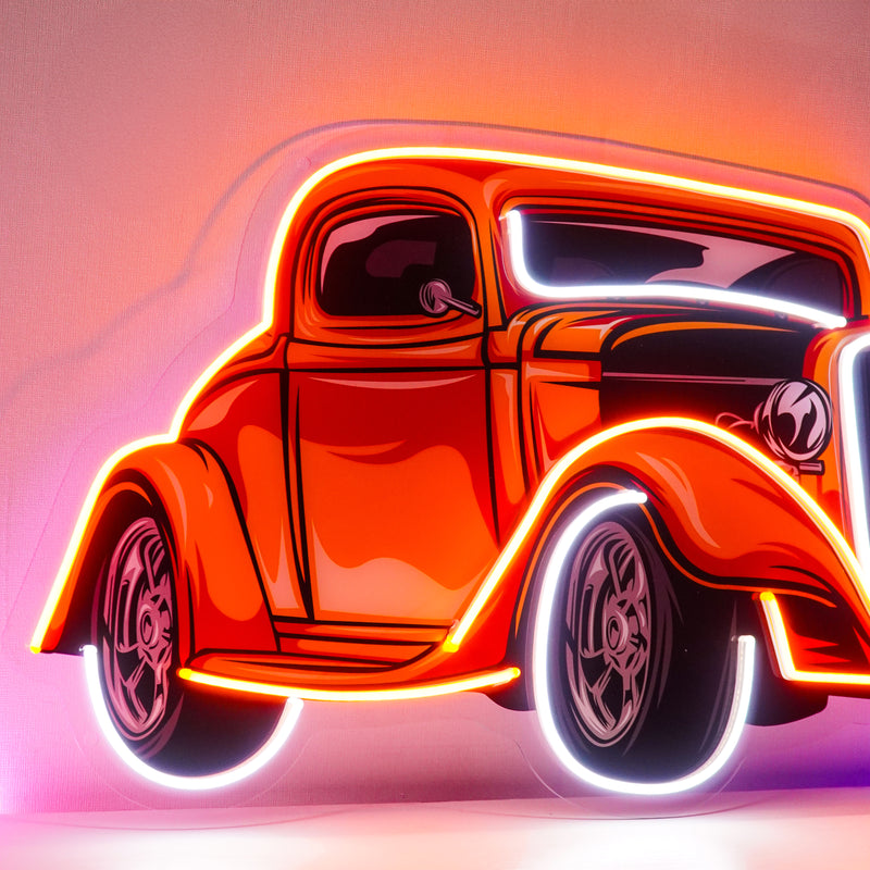 Classic Car On Colid Color LED Neon Sign Light Pop Art