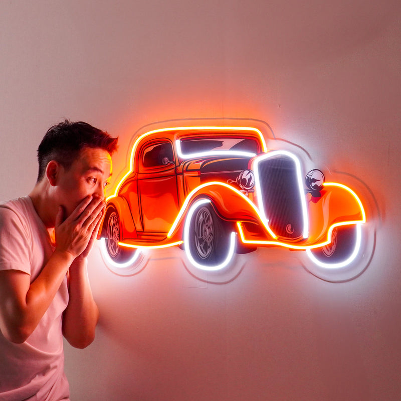 Classic Car On Colid Color LED Neon Sign Light Pop Art