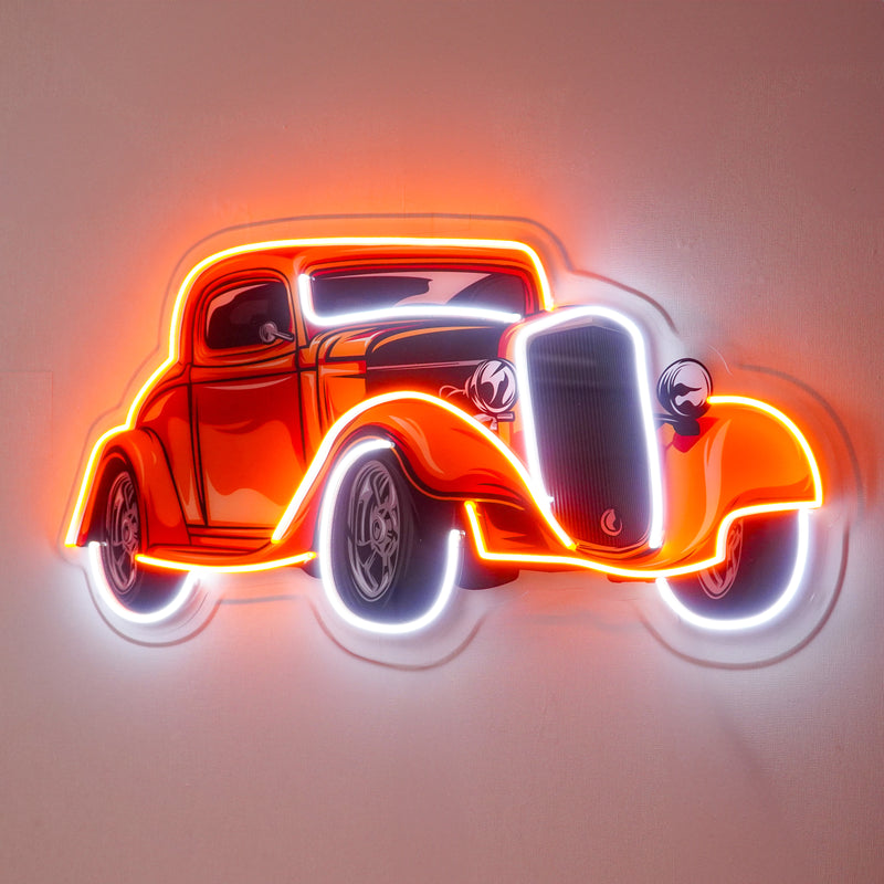 Classic Car On Colid Color LED Neon Sign Light Pop Art