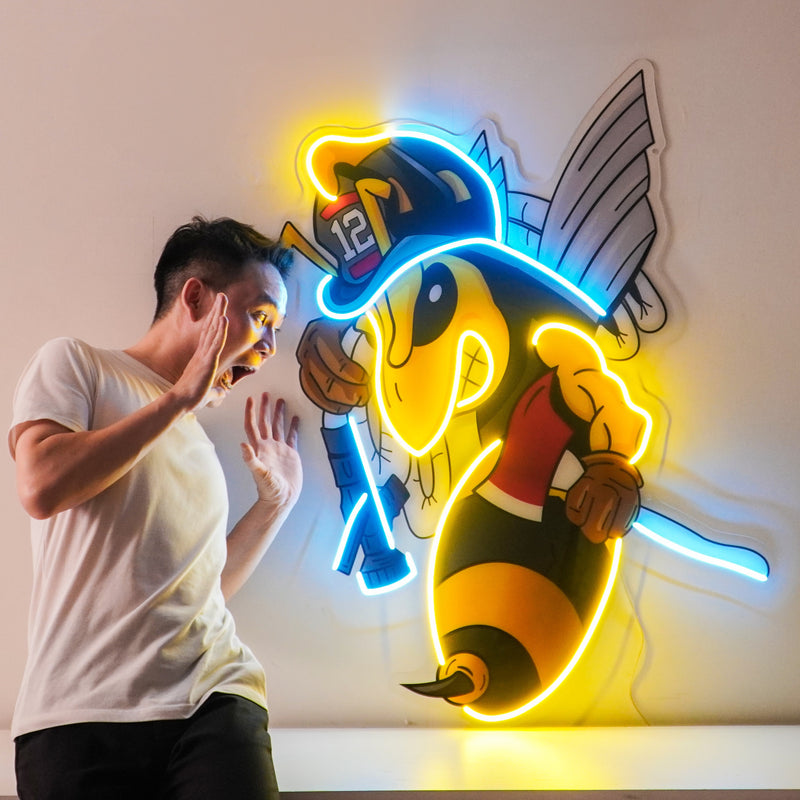 Bee Firefighters LED Neon Sign Light Pop Art