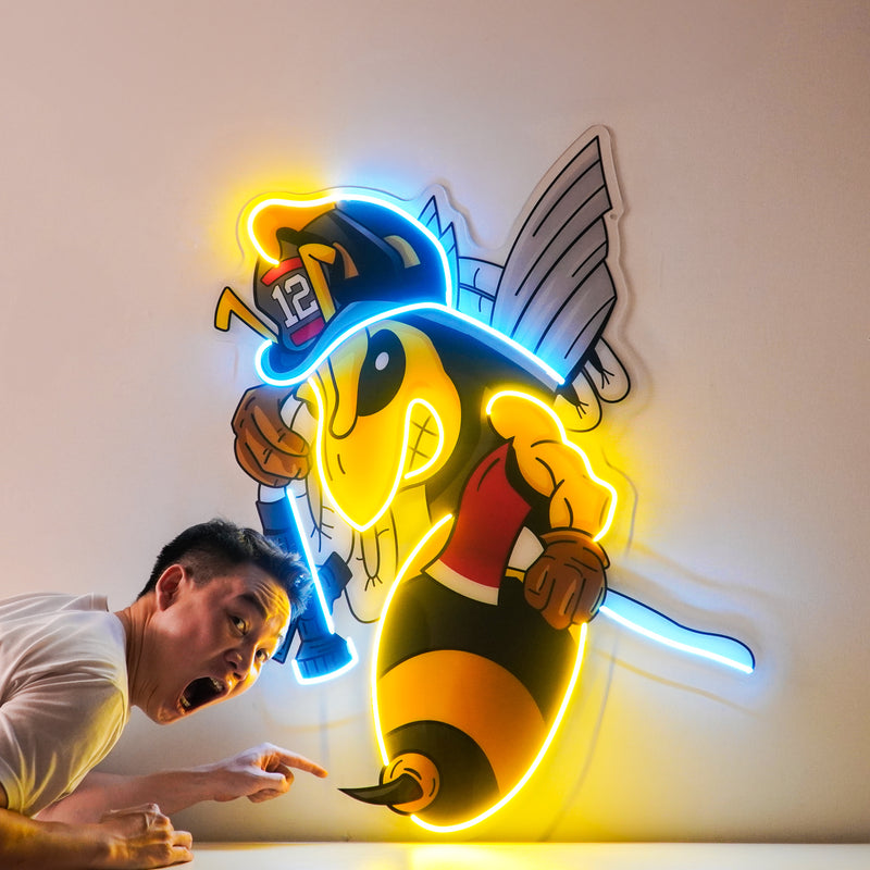 Bee Firefighters LED Neon Sign Light Pop Art