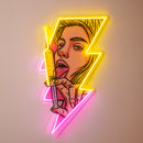 Beautiful Woman Is Holding An Injection LED Neon Sign Light Pop Art