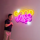 Dynamic Callipraphy GOOD VIBES LED Neon Sign Light Pop Art