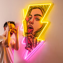 Beautiful Woman Is Holding An Injection LED Neon Sign Light Pop Art