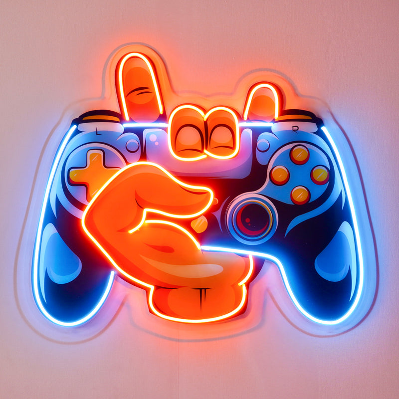 Hand Holding Game LED Neon Sign Light Pop Art