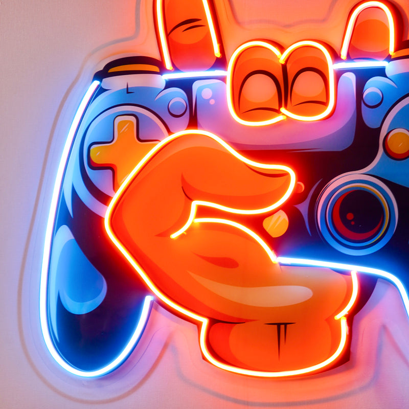 Hand Holding Game LED Neon Sign Light Pop Art