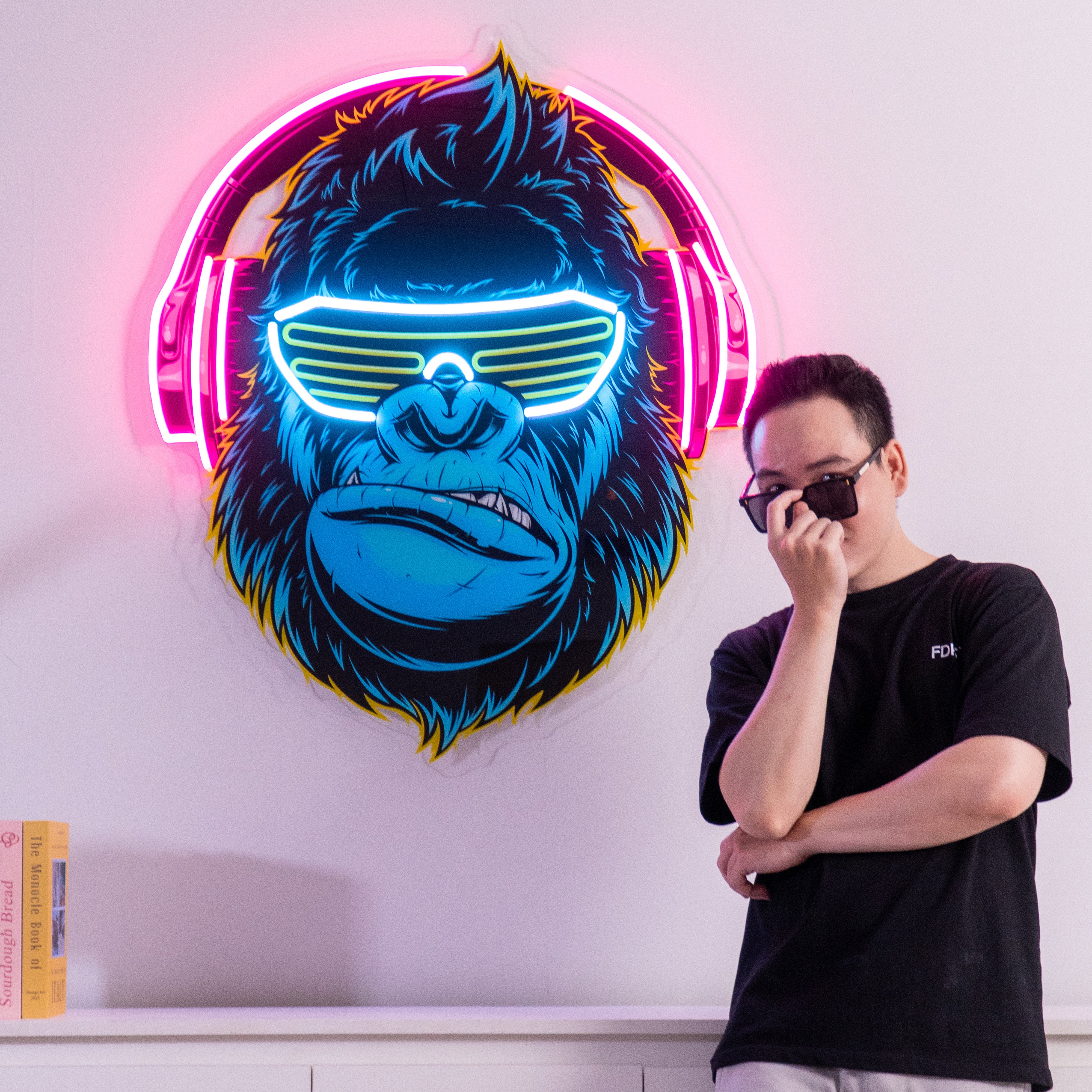 Gorilla with Headphones LED Neon Sign Light Pop Art