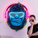 Gorilla with Headphones LED Neon Sign Light Pop Art