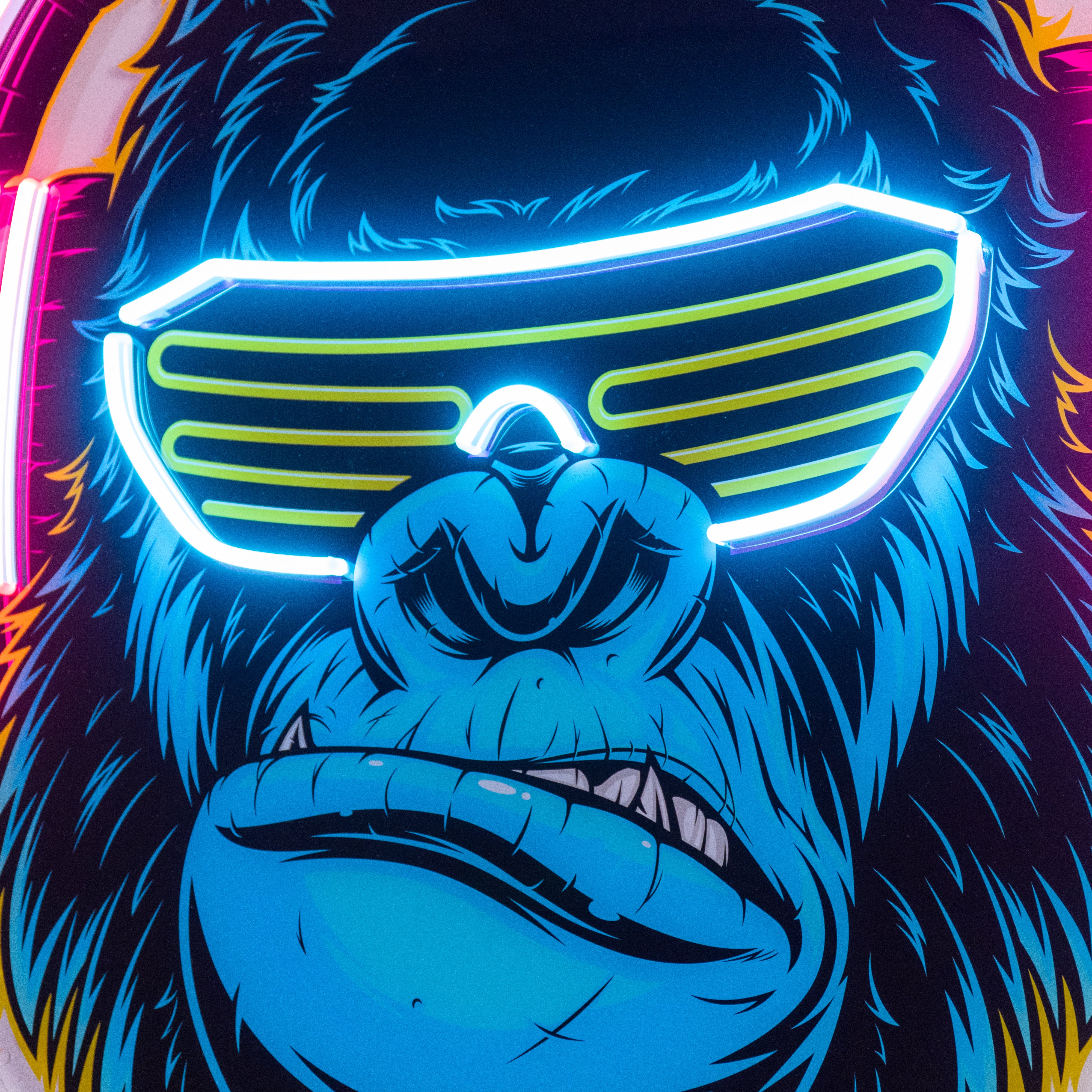 Gorilla with Headphones LED Neon Sign Light Pop Art