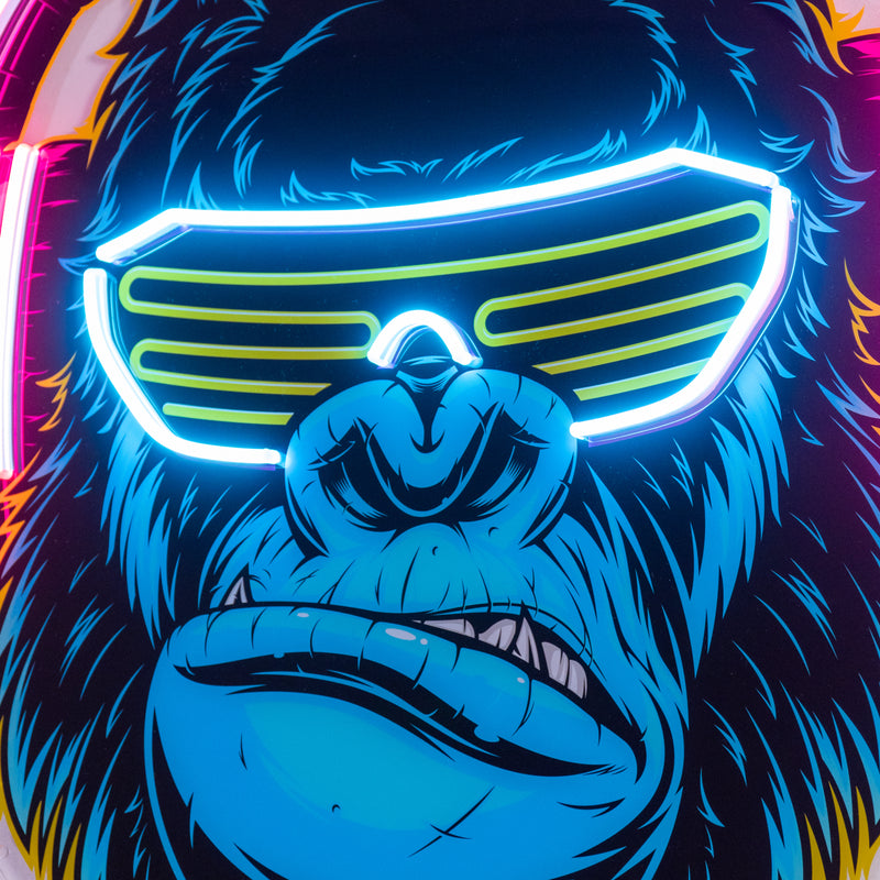 Gorilla with Headphones LED Neon Sign Light Pop Art