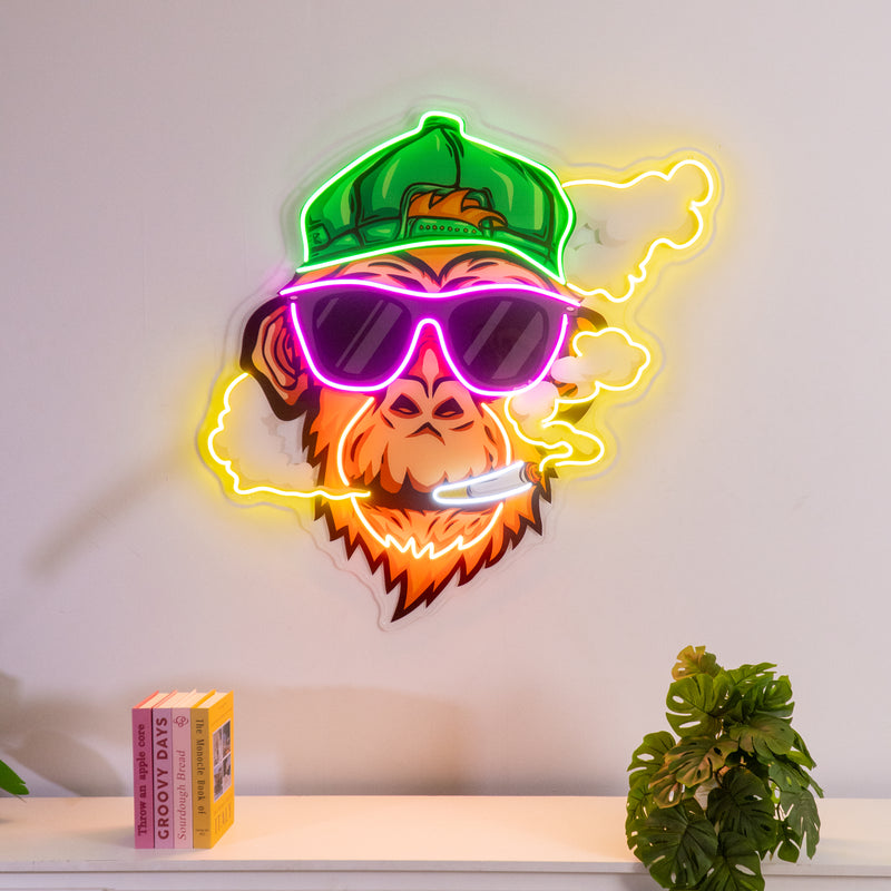 Monkey Smoking Cigar LED Neon Sign Light Pop Art