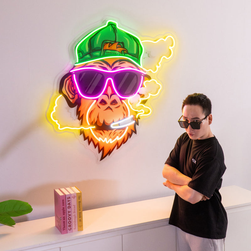 Monkey Smoking Cigar LED Neon Sign Light Pop Art