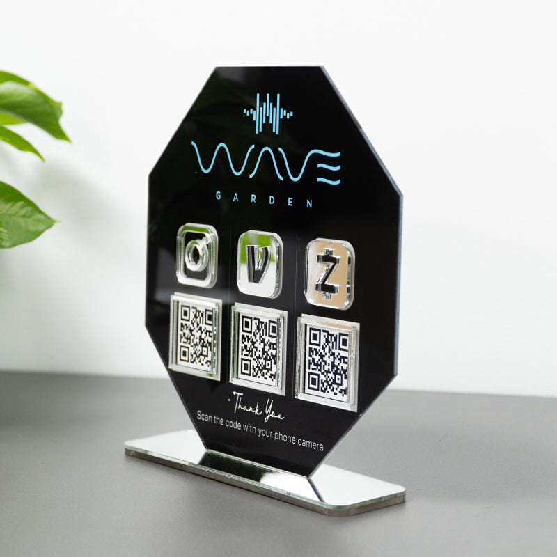 Custom Triple QR Code Octagon Stand