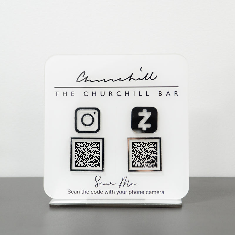 Custom Double QR Code Square Stand Layout B