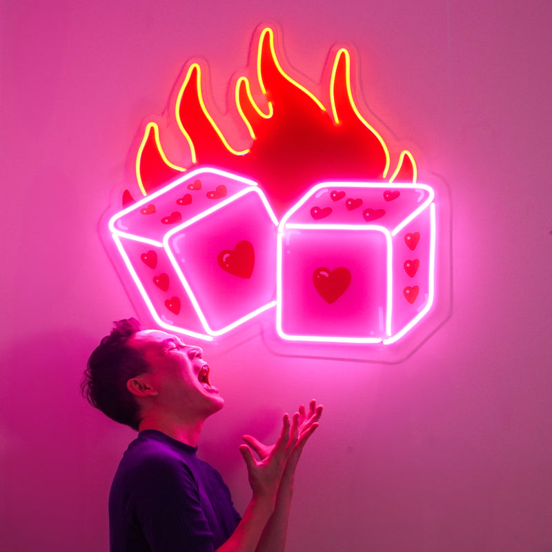 Dice Love Led Neon Acrylic Artwork