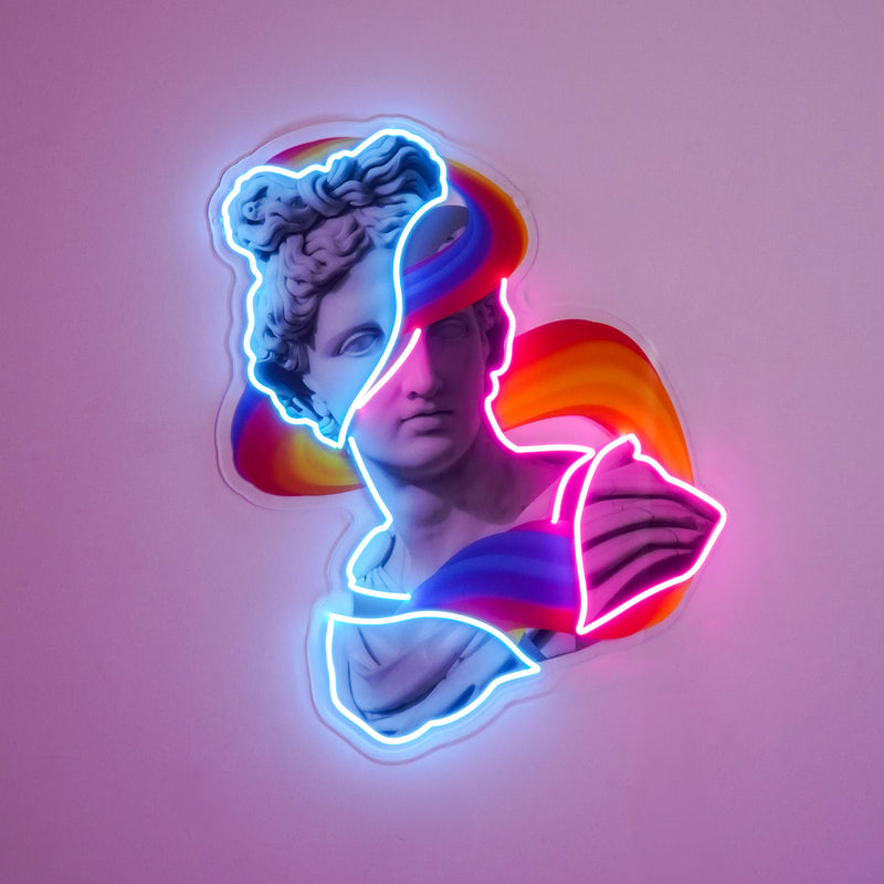 Jazzy Apollo Statue Neon Acrylic Artwork