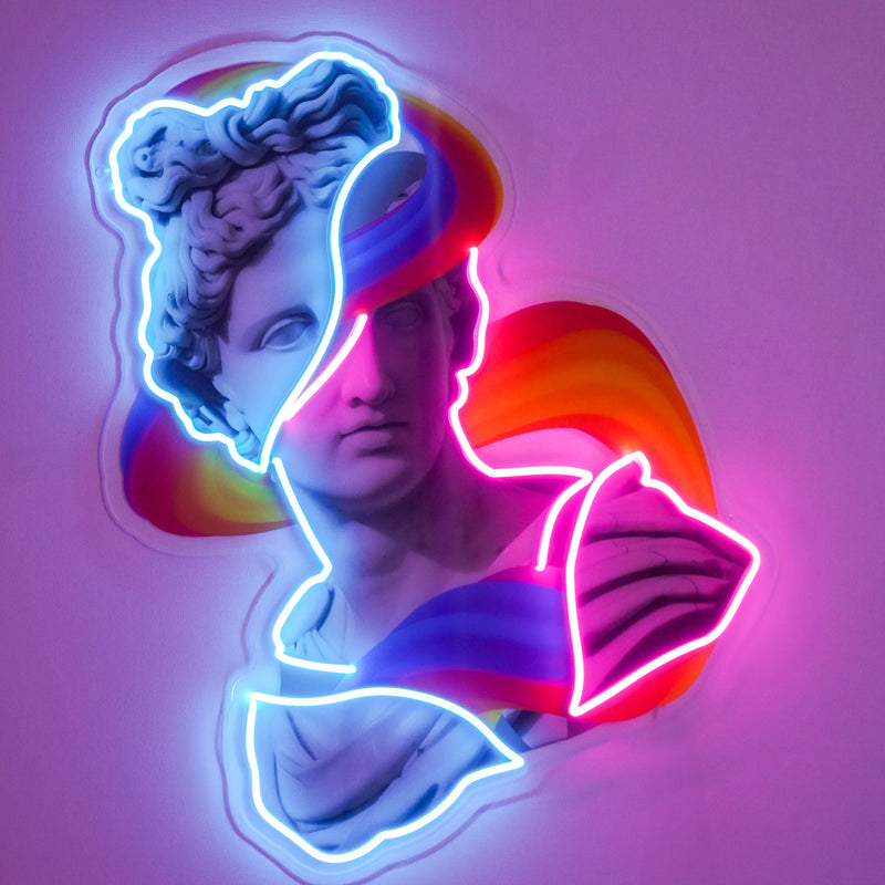 Jazzy Apollo Statue Neon Acrylic Artwork