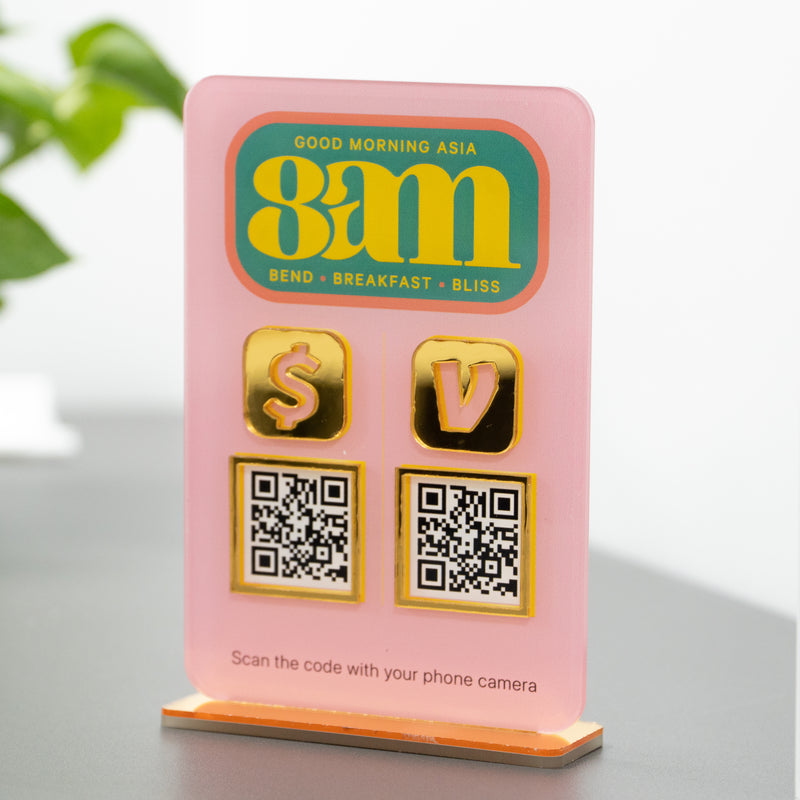 Custom Double QR Code Vertical Rectangle  Stand Layout A