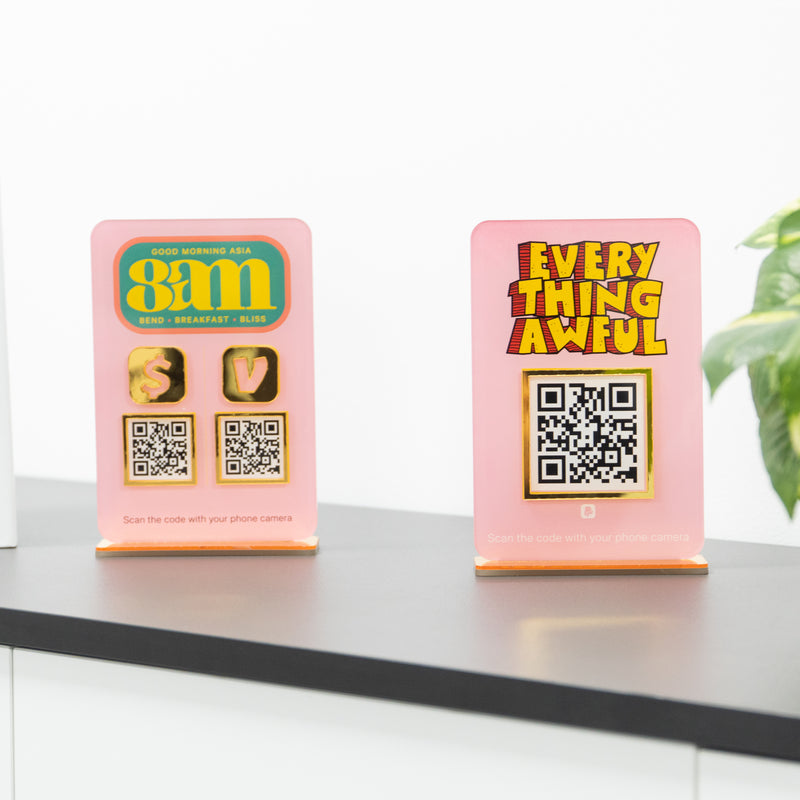 Custom Double QR Code Vertical Rectangle  Stand Layout A