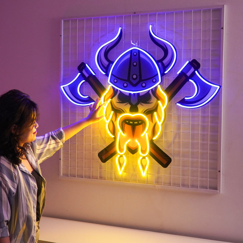 Skull Viking Warrior LED Neon Sign Light Pop Art