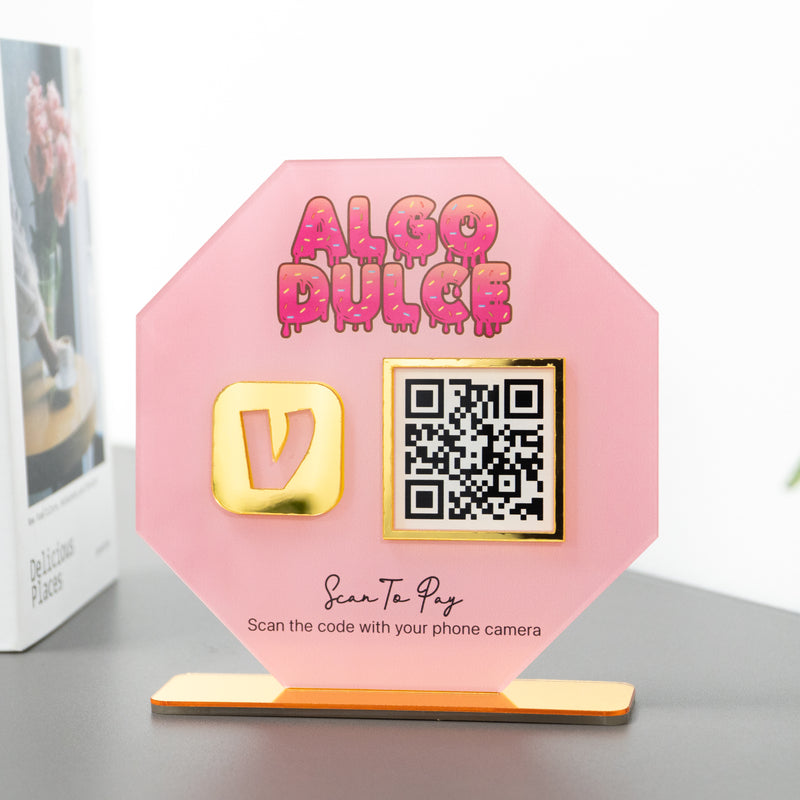 Custom Single QR Code Octagon Stand