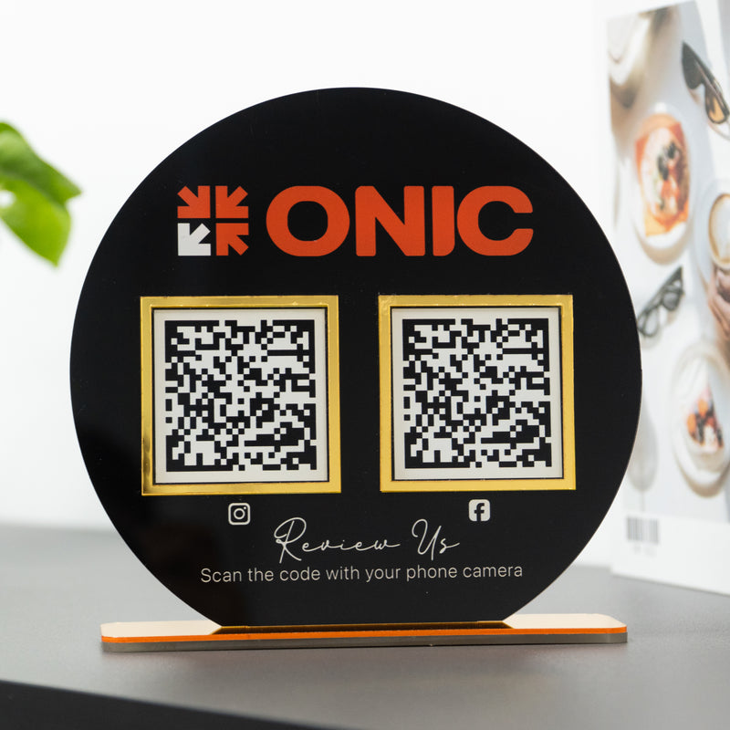 Custom Double QR Code Circle  Stand Layout B