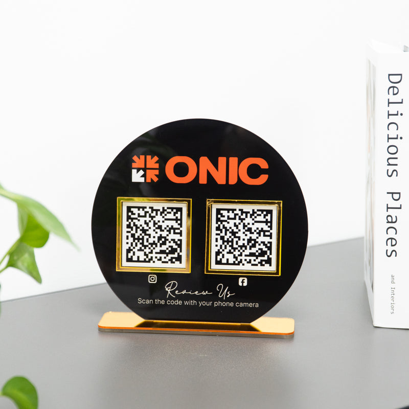 Custom Double QR Code Circle Stand Layout A