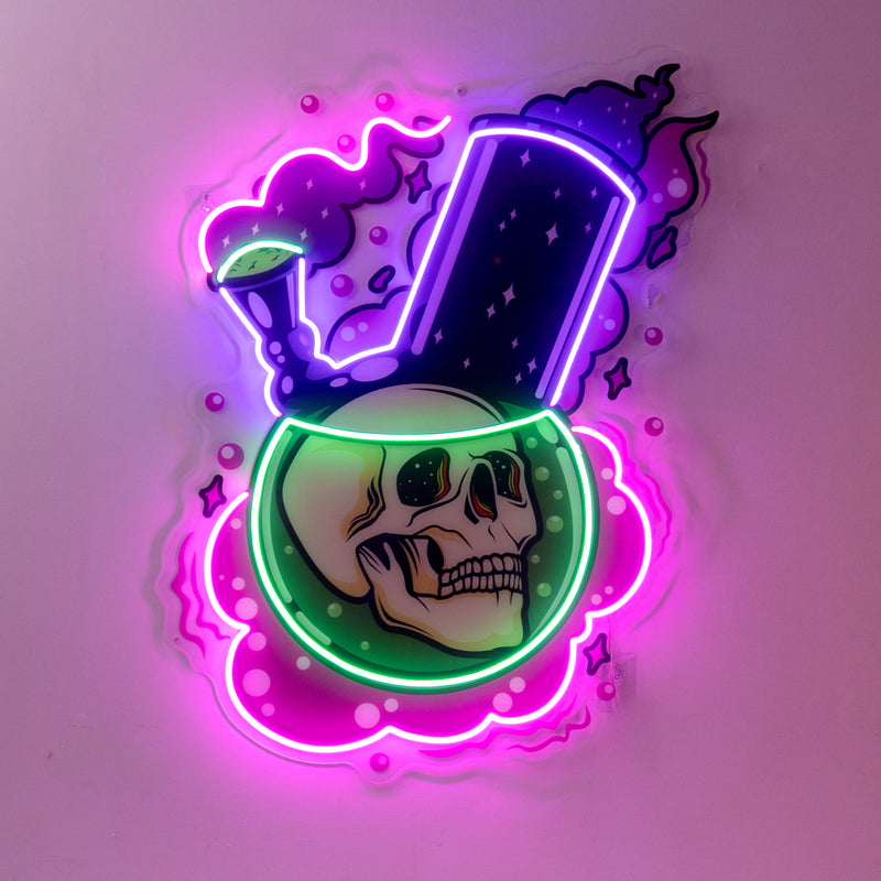 Bong Skull LED Neon Sign Light Pop Art