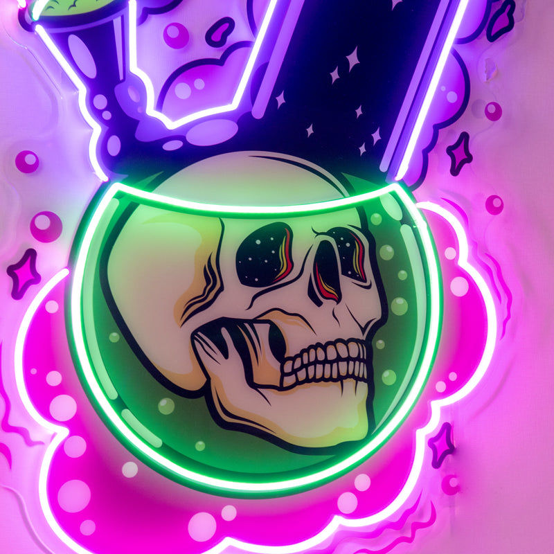 Bong Skull LED Neon Sign Light Pop Art