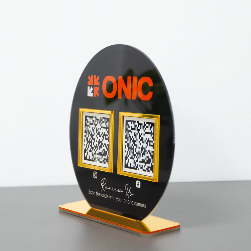 Custom Double QR Code Circle Stand Layout A