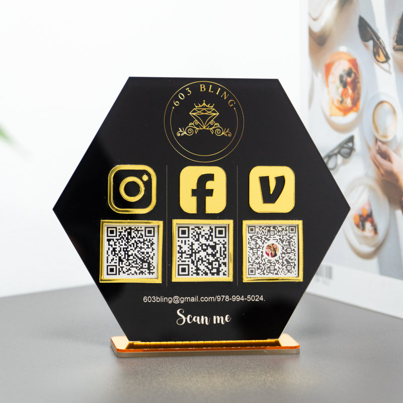 Custom Multi QR Code Hexagon Stand