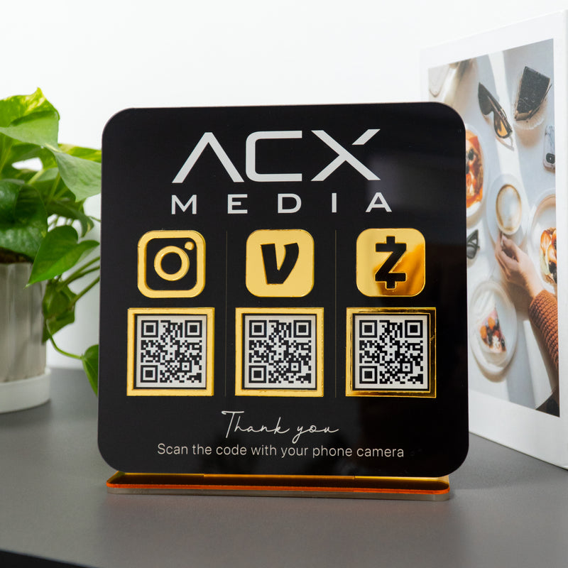 Custom Triple QR Code Square Stand