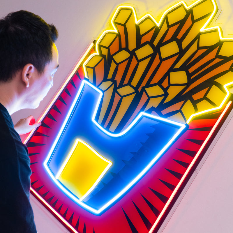 French Fries Led Neon Acrylic Artwork