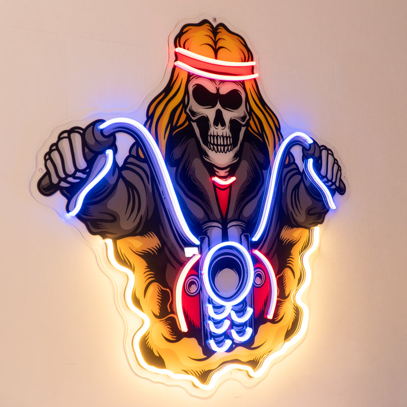 Biker Skull LED Neon Sign Light Pop Art