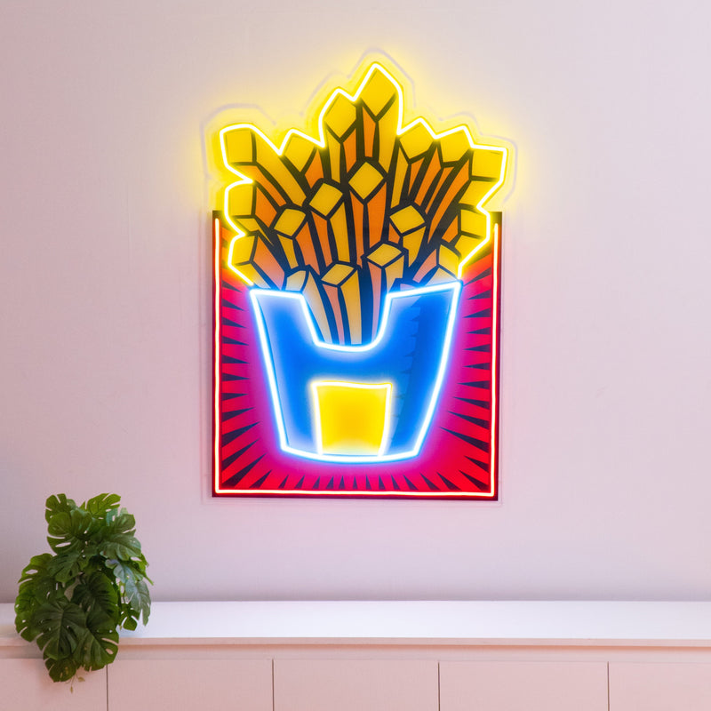 French Fries Led Neon Acrylic Artwork