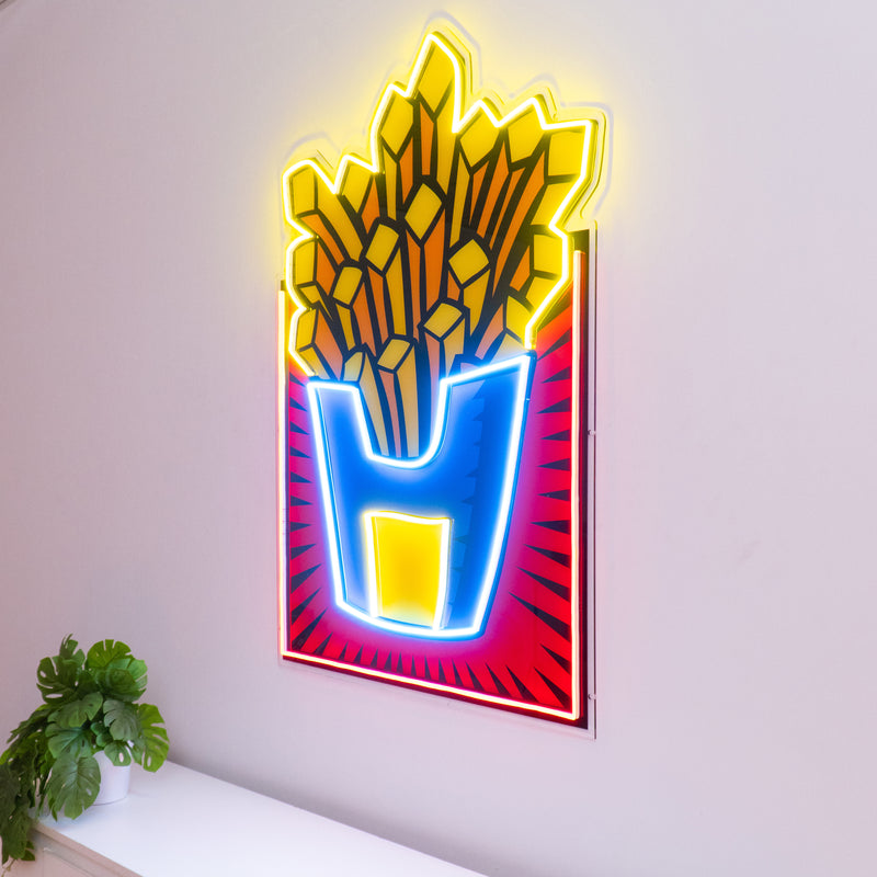 French Fries Led Neon Acrylic Artwork