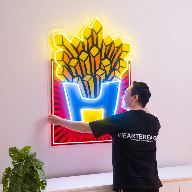 French Fries Led Neon Acrylic Artwork