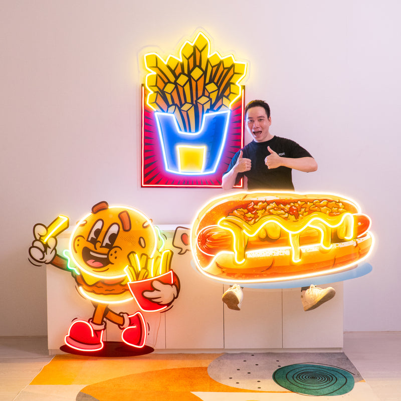 French Fries Led Neon Acrylic Artwork