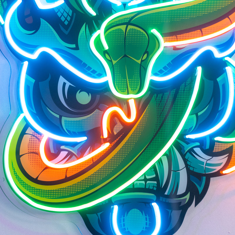 Oni Head And Green Snake LED Neon Sign Light Pop Art