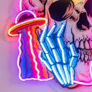UFO Skull Vibe LED Neon Sign Light Pop Art