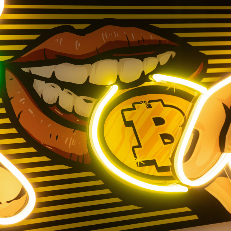 Burn Money With Bitcoin LED Neon Sign Light Pop Art