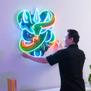 Oni Head And Green Snake LED Neon Sign Light Pop Art
