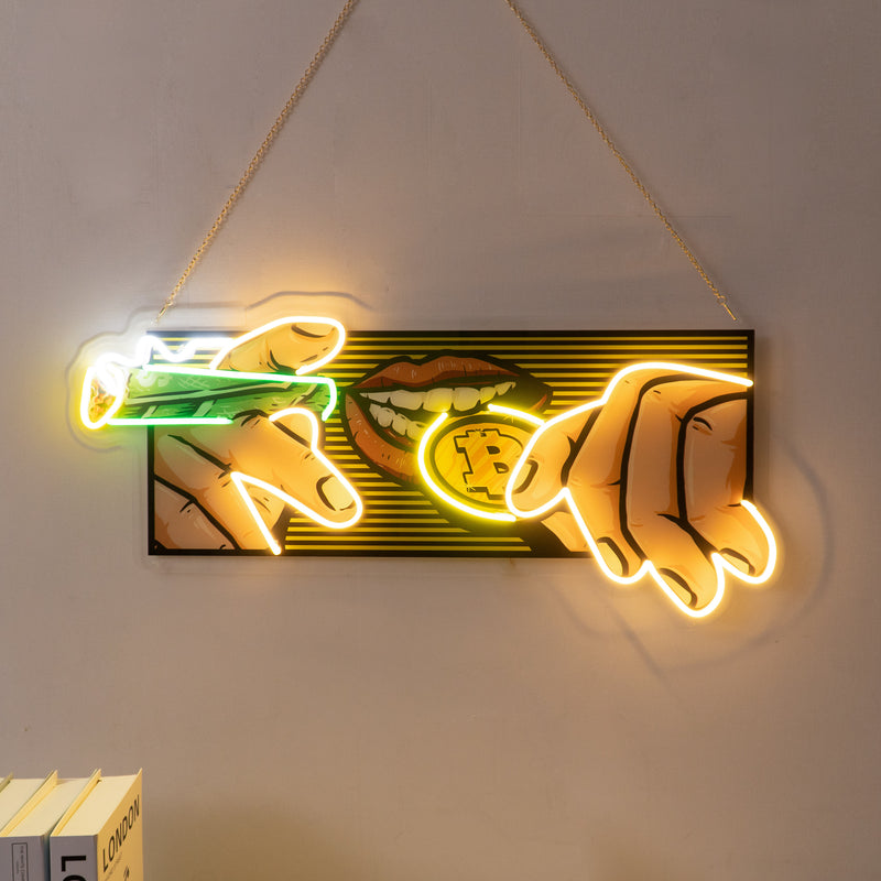 Burn Money With Bitcoin LED Neon Sign Light Pop Art