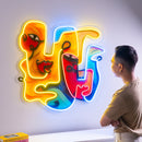 Two Quirky Faces Abstract Art LED Neon Sign Light Pop Art