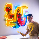 Two Quirky Faces Abstract Art LED Neon Sign Light Pop Art